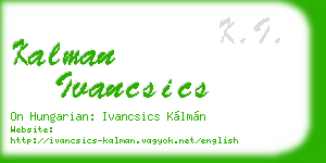 kalman ivancsics business card